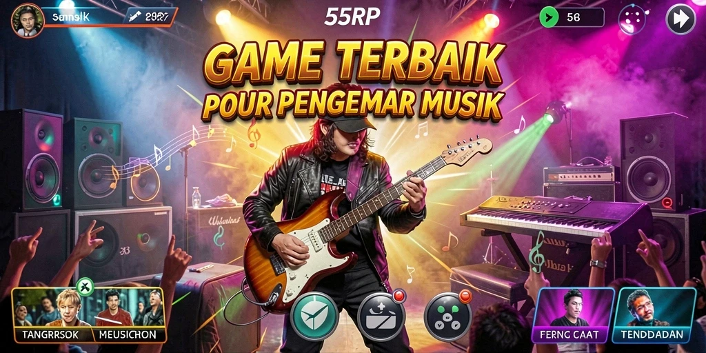 Screenshot dari gameplay 55RP yang menampilkan aksi musik menarik.