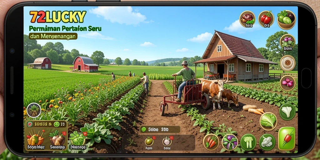 Gameplay seru di 72LUCKY menunjukkan aktivitas bertani.