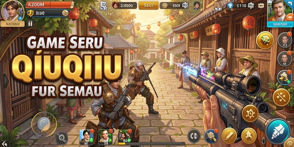 Tangkapan layar utama A200M menampilkan gameplay QiuQiu yang mendebarkan.