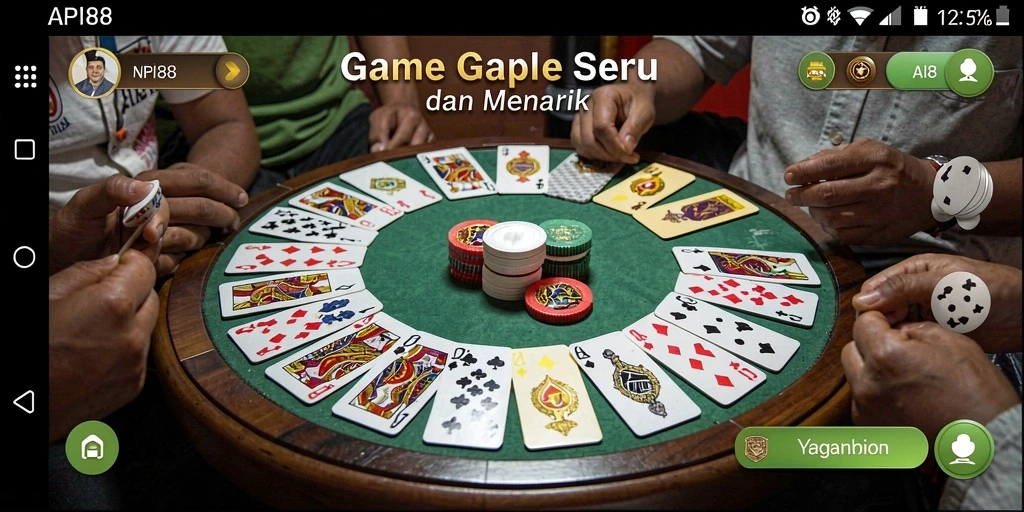 Tampilan gameplay seru Gaple di API88 dengan antarmuka yang menarik.