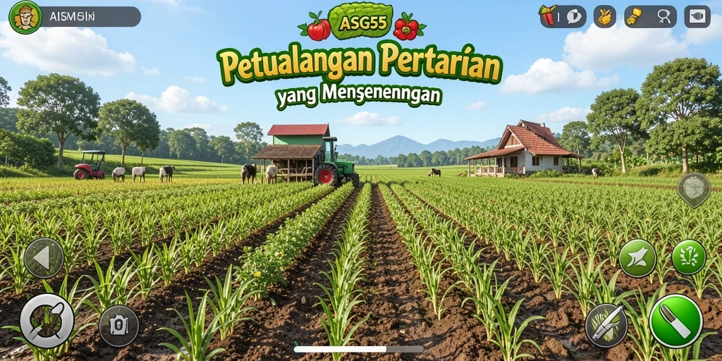 Tampilan gameplay menarik di ASG55 dengan aktivitas bertani.
