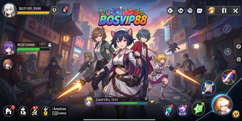 Tampilan seru dari gameplay BOSVIP88 yang penuh warna.