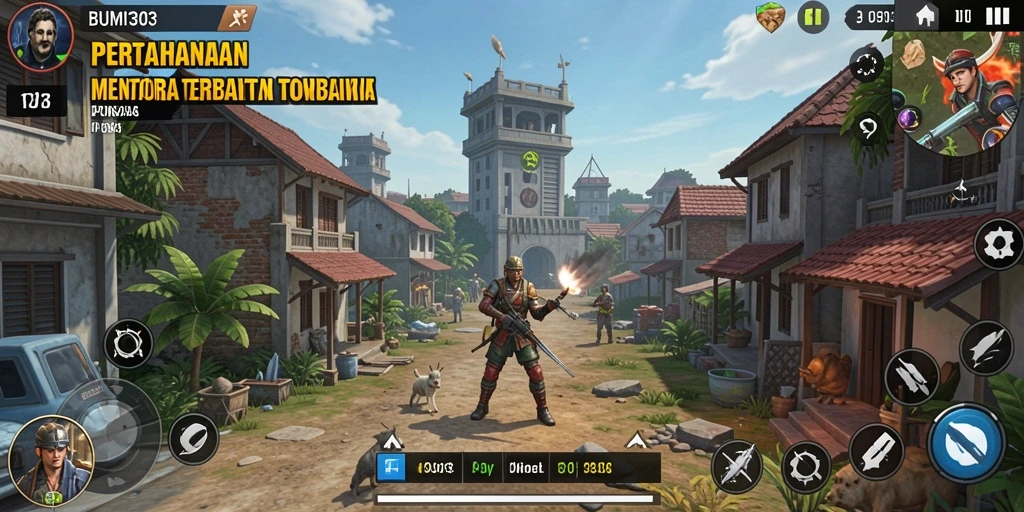 Gameplay menara pertahanan yang seru dan menantang.