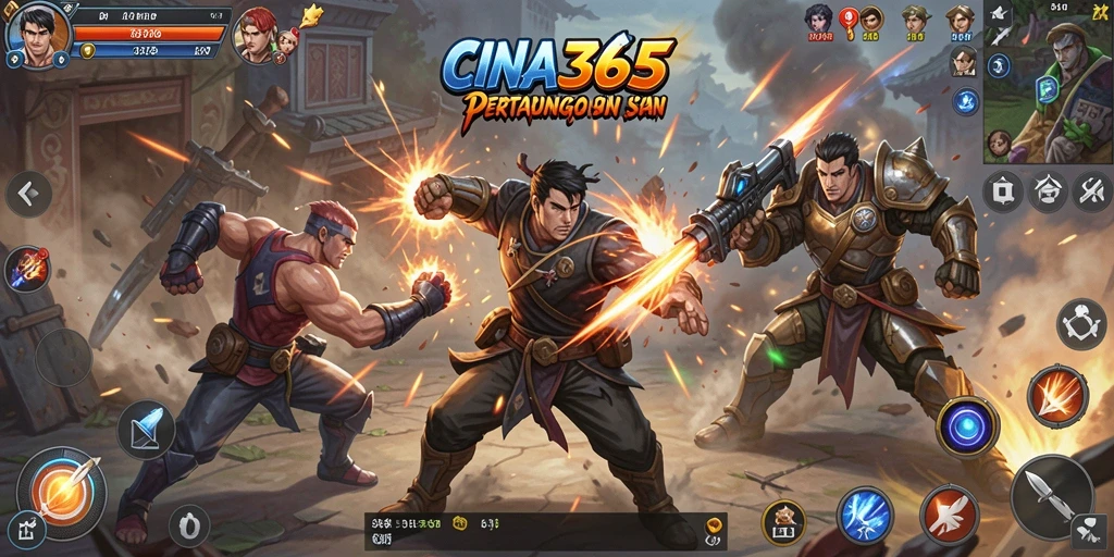 Tampilan gameplay CINA365 menampilkan pertarungan yang seru dan intens.