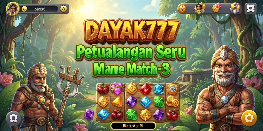 Tampilan menyenangkan gameplay DAYAK777 dengan elemen Match-3.