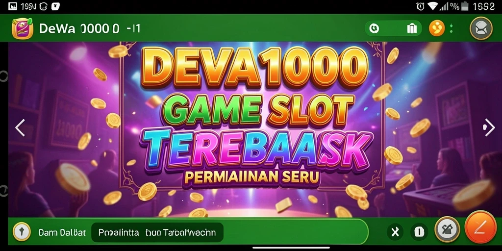 Screenshot menunjukkan gameplay menarik dari DEWA1000 dengan tema slot berwarna-warni.