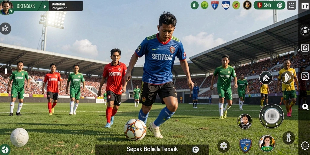 Tampilan gameplay DKK yang intens dan seru dalam aksi sepak bola.