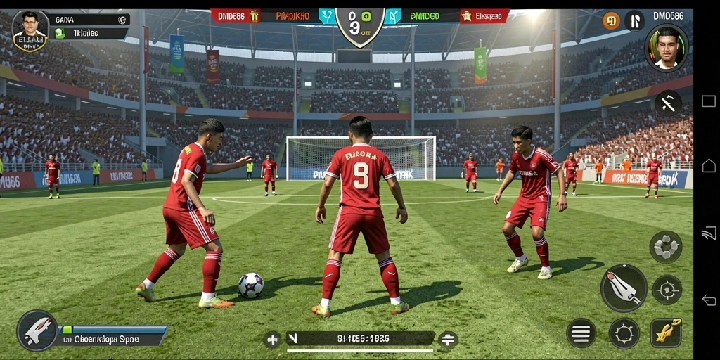 Screenshot gameplay dari DMD686 yang menunjukkan aksi olahraga intens.