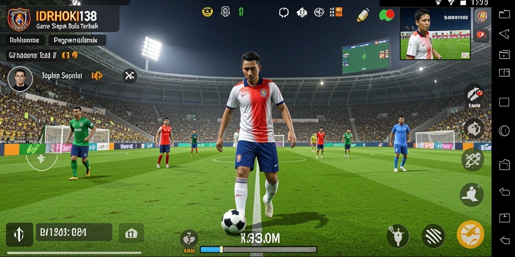 Screenshot gameplay IDRHOKI138 menampilkan momen menegangkan dalam pertandingan sepak bola.