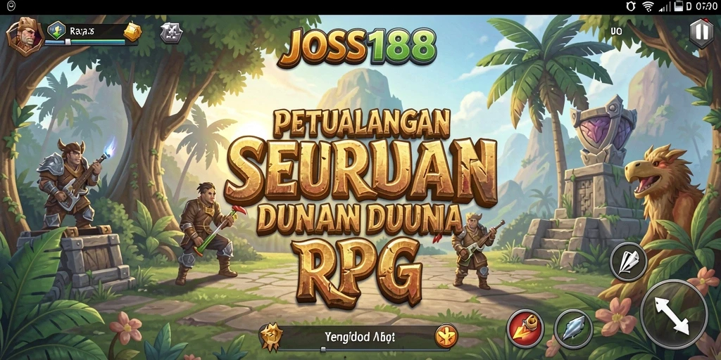 Tampilan gameplay petualangan RPG penuh aksi dan strategi.