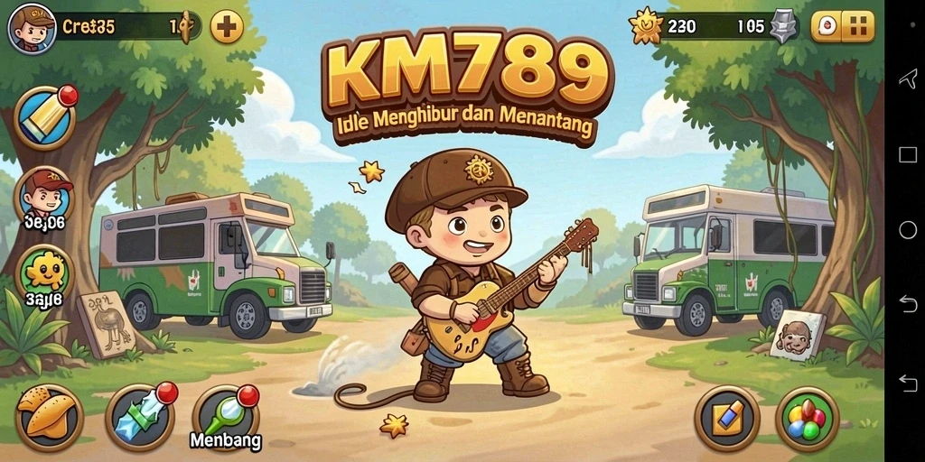 Tangkapan layar utama menunjukkan gameplay menarik KM789 saat pemain mengelola sumber daya.