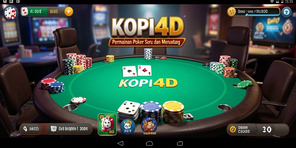 Tampilan gameplay seru dalam KOPI4D yang penuh aksi poker.