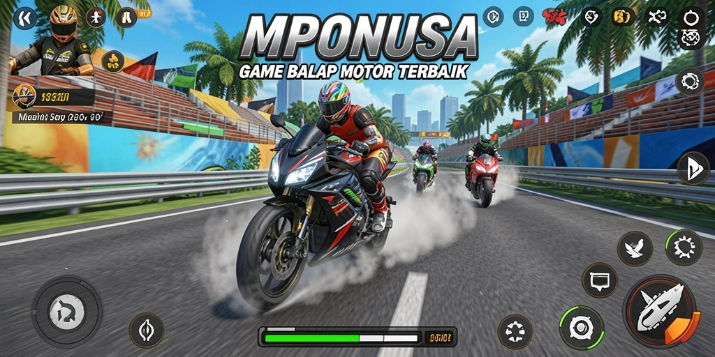Gameplay seru MPONUSA dengan lintasan balap yang menantang.