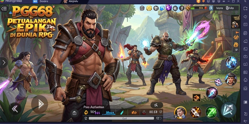 Tampilan gameplay PGG68 menampilkan pertarungan mendebarkan di dunia RPG yang luas.