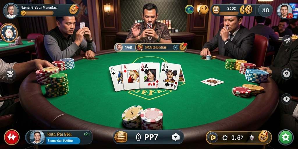 Screenshot gameplay seru dalam aplikasi Poker PP7.
