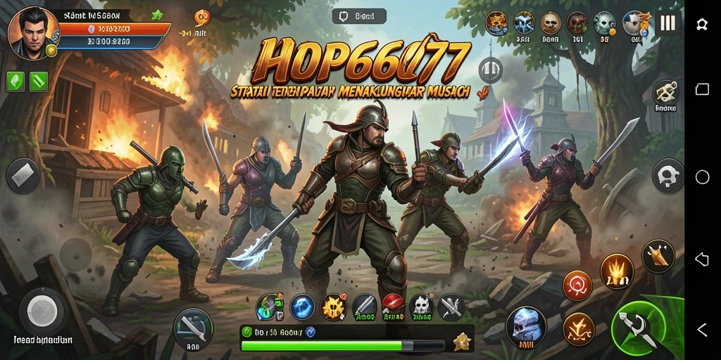 Screenshot utama RP6677 menampilkan aksi pertempuran strategi yang mendebarkan.