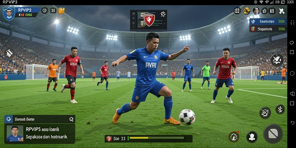 Tampilan menarik dari gameplay RPVIP3 yang penuh aksi sepakbola.