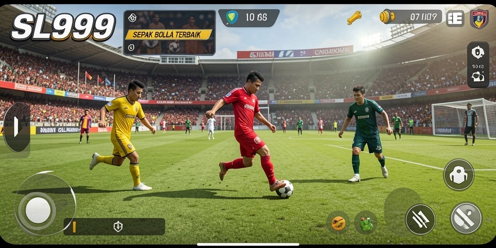 Tampilan gameplay SL999 yang menegangkan dalam pertandingan sepak bola.
