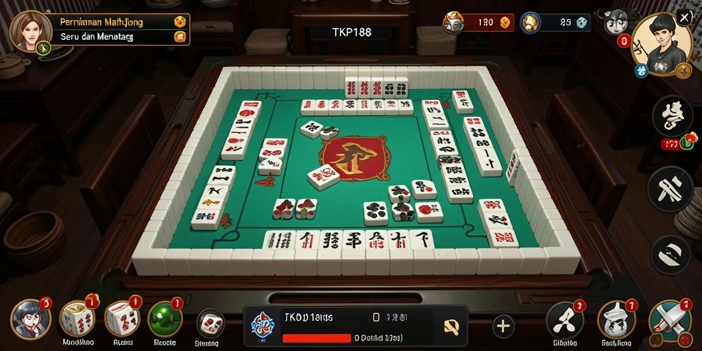 Gameplay menegangkan Mahjong dengan ubin berwarna-warni.
