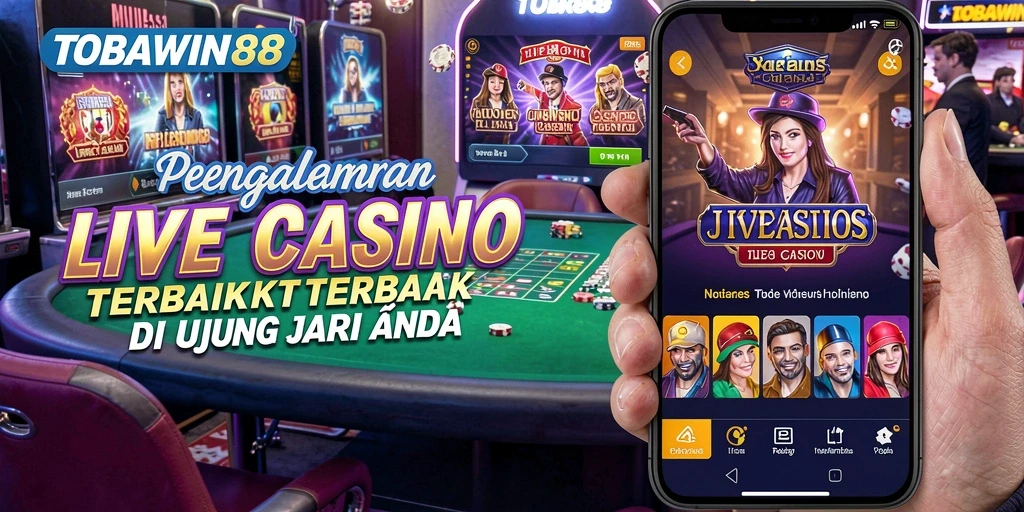 Screenshot TOBAWIN88 menampilkan dealer langsung dalam permainan kasino yang mendebarkan.