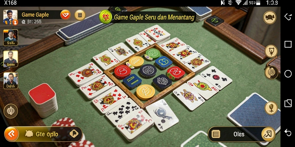 Tampilan gameplay seru X168 dengan tema Gaple yang menarik.